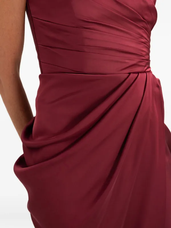 strapless open back dress Red Wrap Dress Evening Satin main image 0