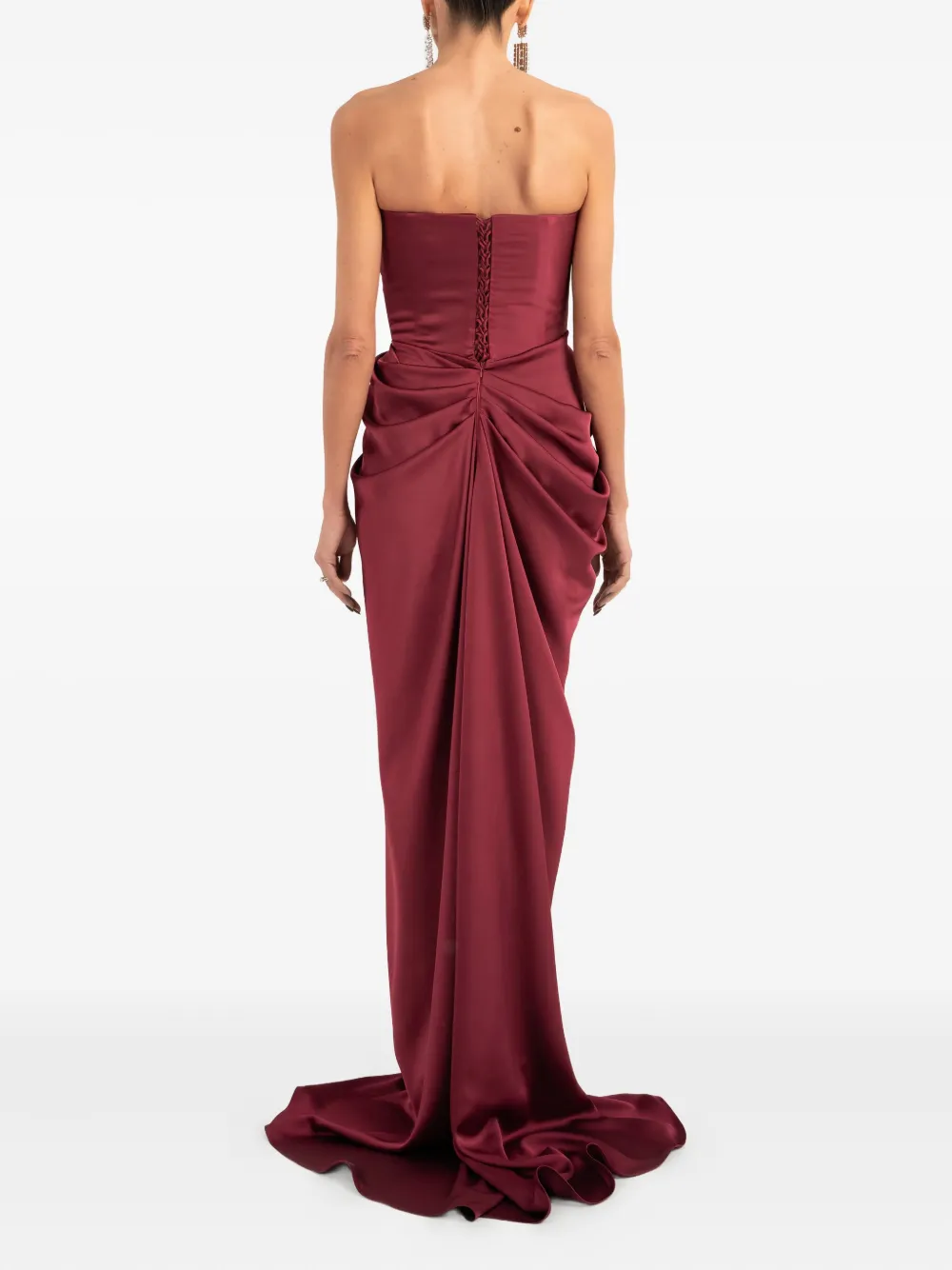 Ana Radu Maxi-jurk met ruches en zijsplit Rood