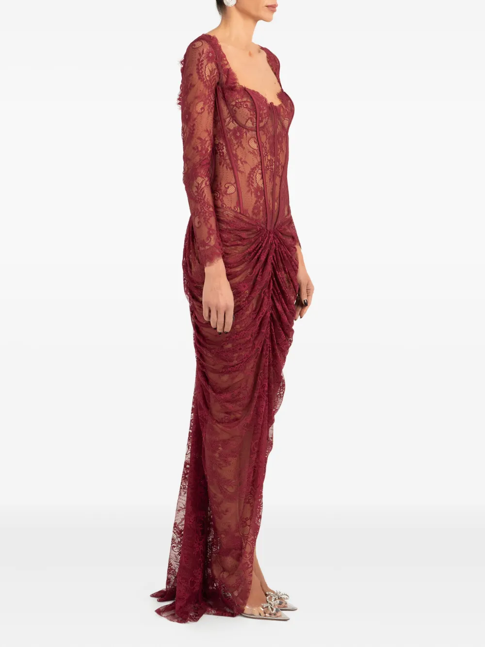 Ana Radu Maxi-jurk met kant Rood