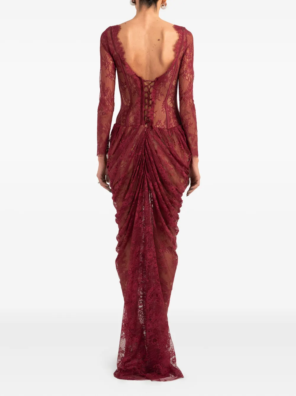 Ana Radu Maxi-jurk met kant Rood