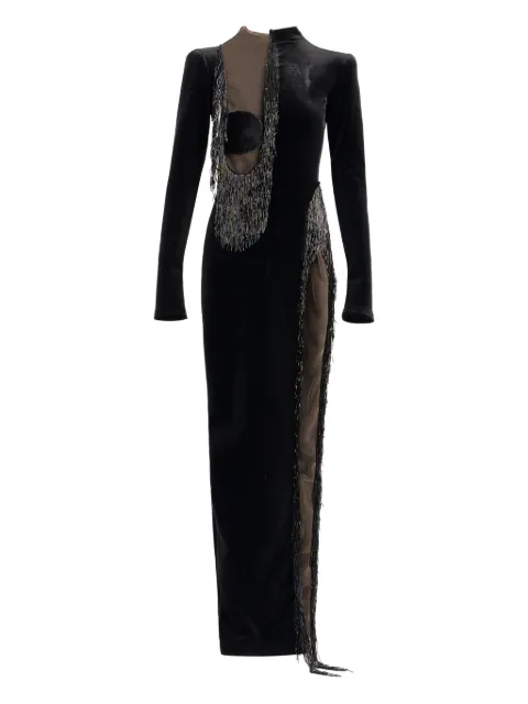 Ana Radu fringe-detailed side-slit maxi dress