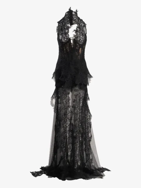 Ana Radu vestido largo con detalle de encaje