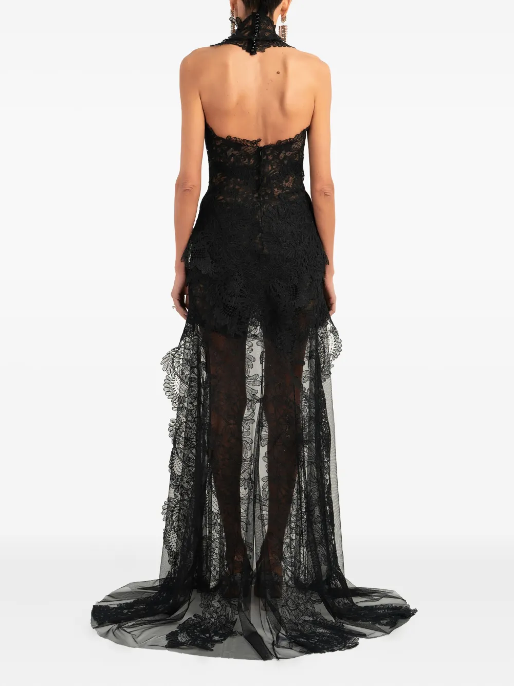Ana Radu Maxi-jurk met kant Zwart