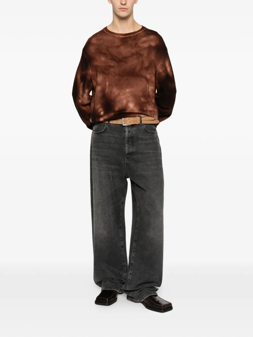 Pre-owned A.n.g.e.l.o. Vintage Upcycling Tie-dye Cashmere Sweater In Brown