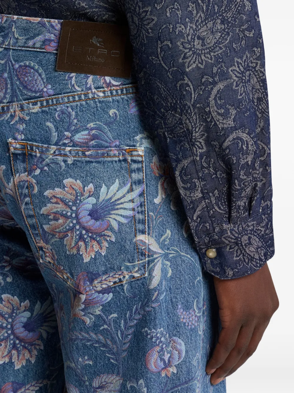 ETRO Jeans met bloemenpatroon Blauw