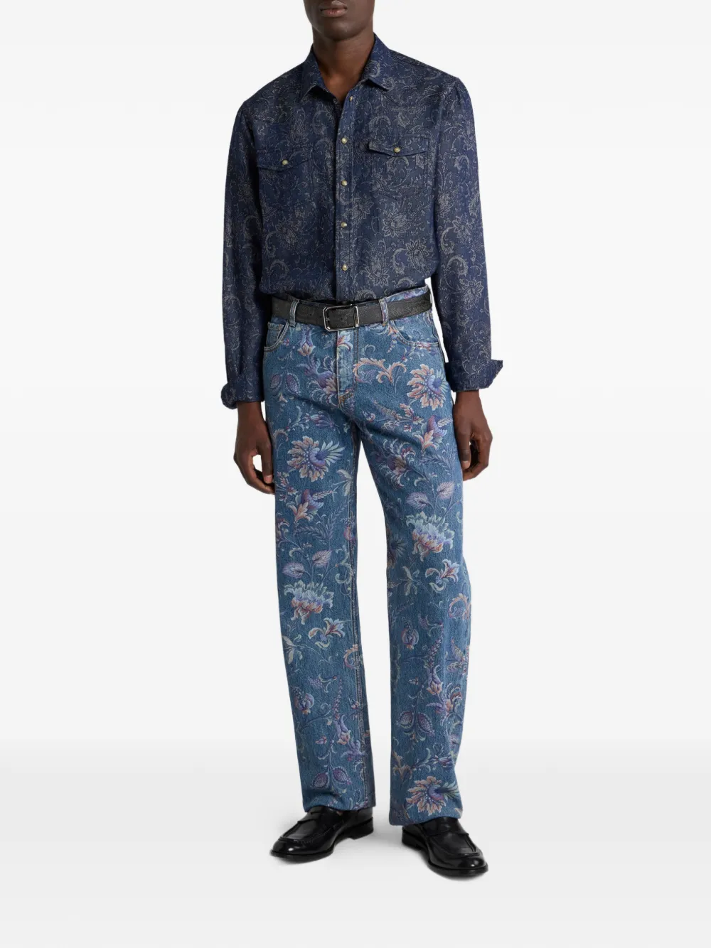 ETRO floral-motif jeans - Blauw