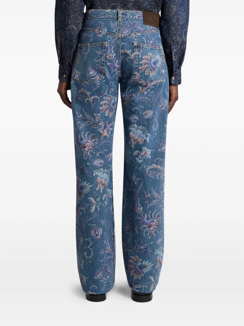 ETRO Jeans met bloemenpatroon Blauw