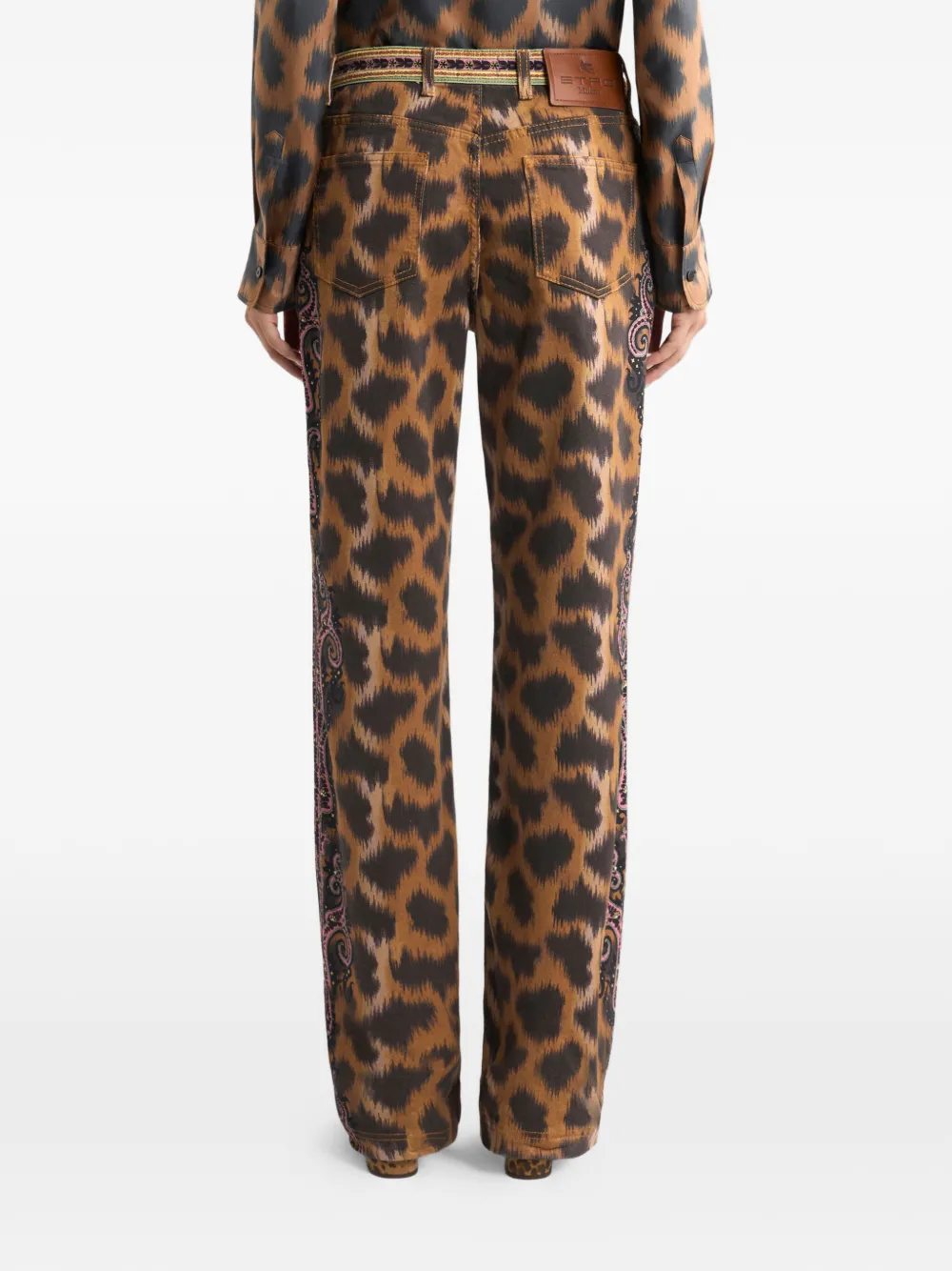 ETRO Bootcut jeans met dieren-patroon Bruin