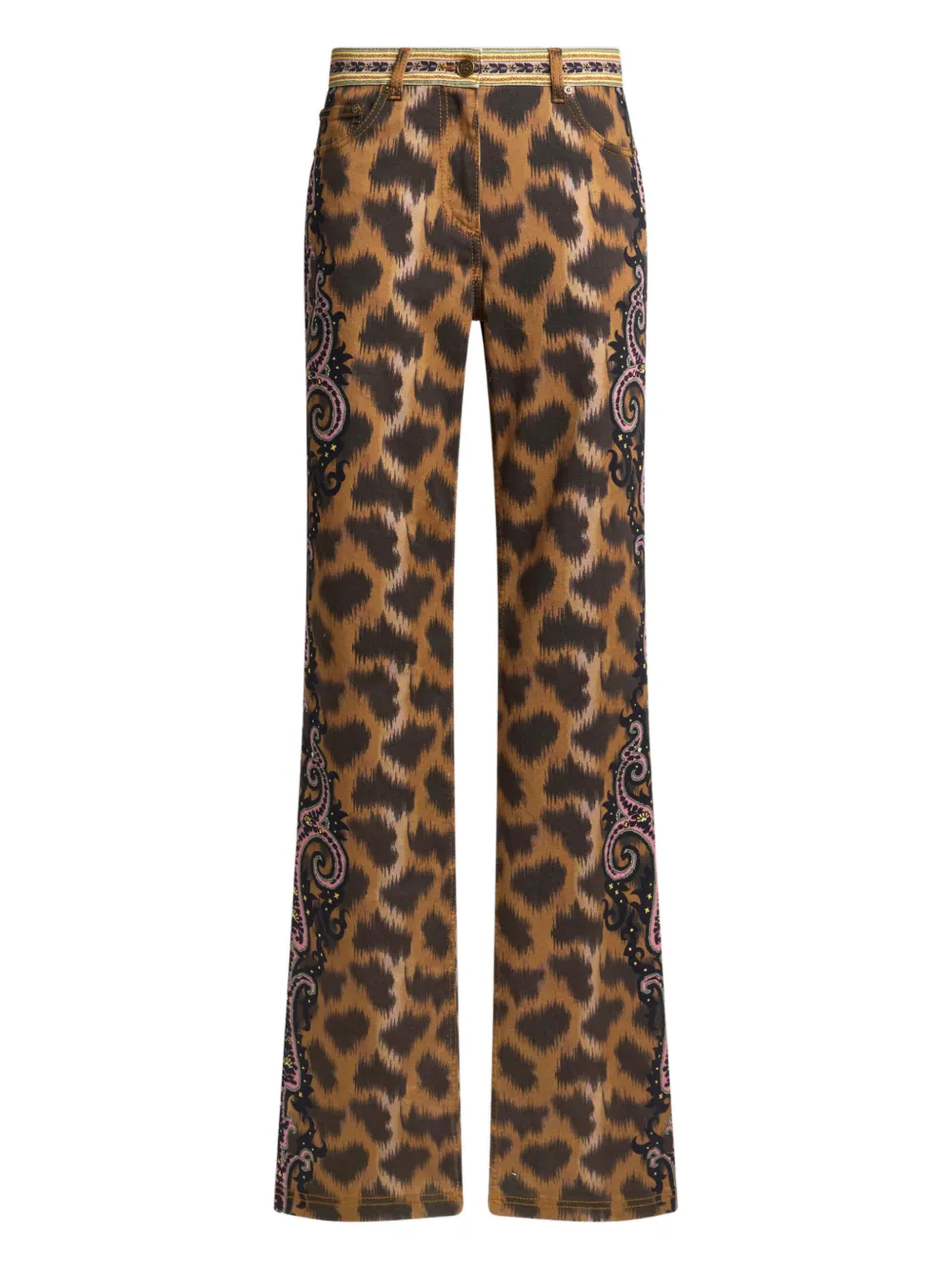 ETRO Jeans svasati con motivo animalier - Marrone