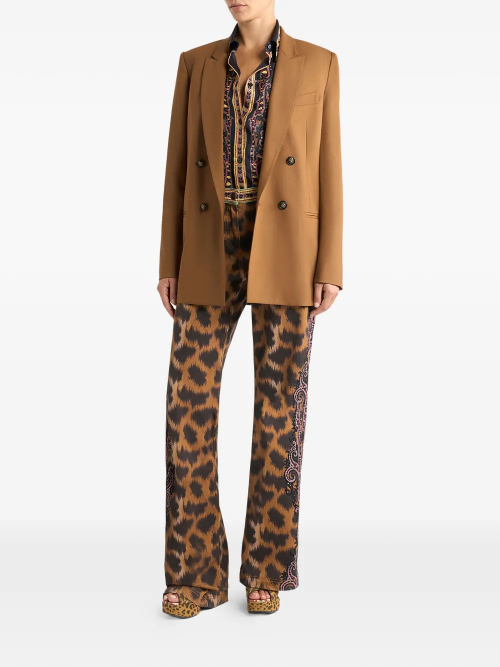 ETRO Bootcut jeans met dierenpatroon - Bruin