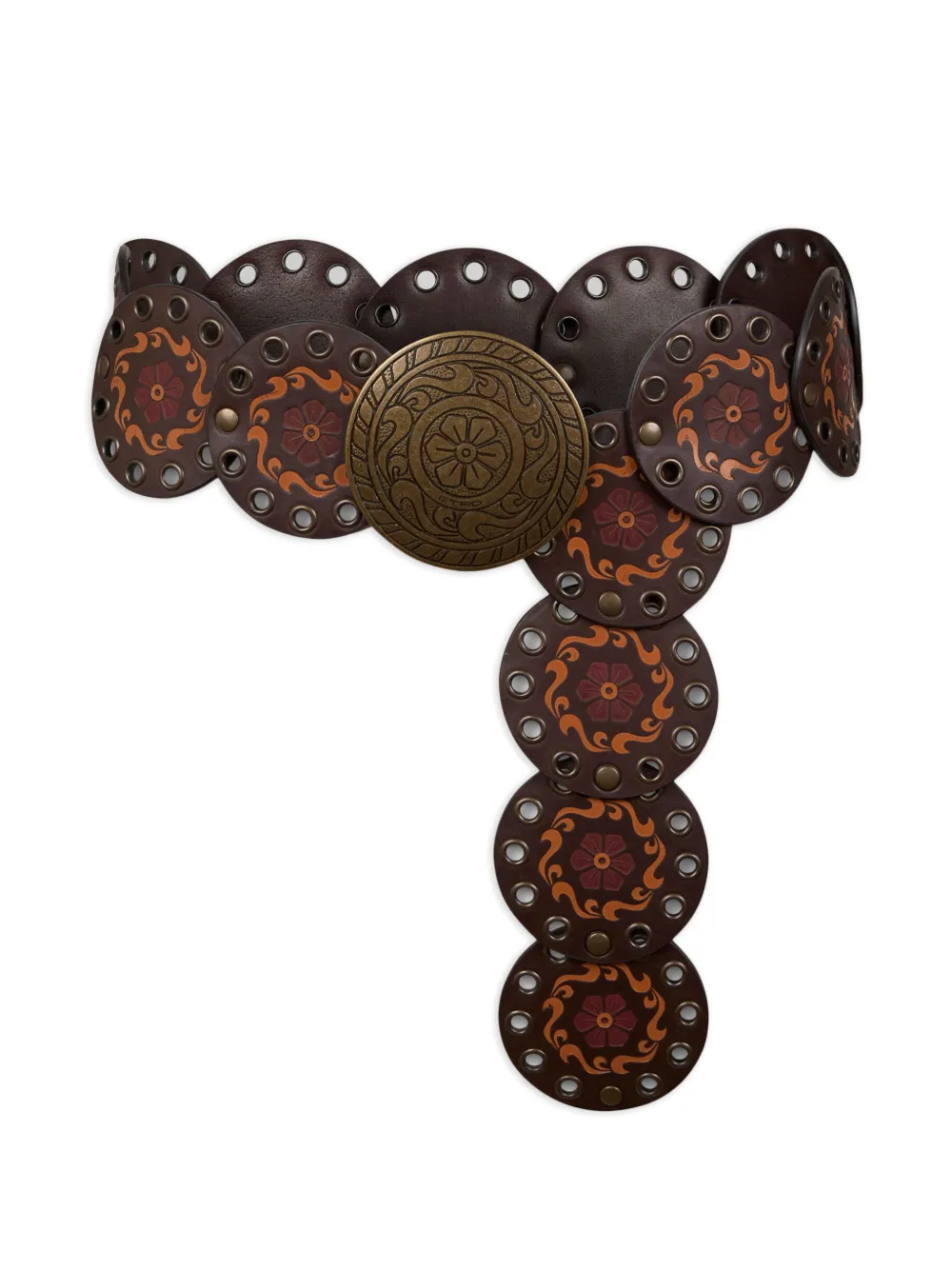 ETRO print studded leather belt - Marrone