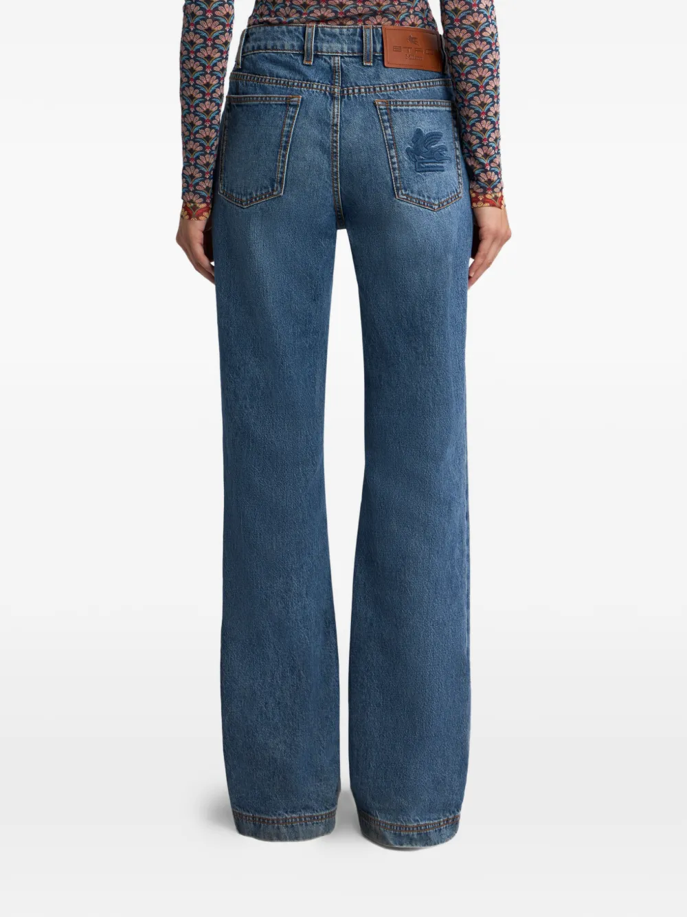 Etro Embroidered-pegaso Jeans In Blue