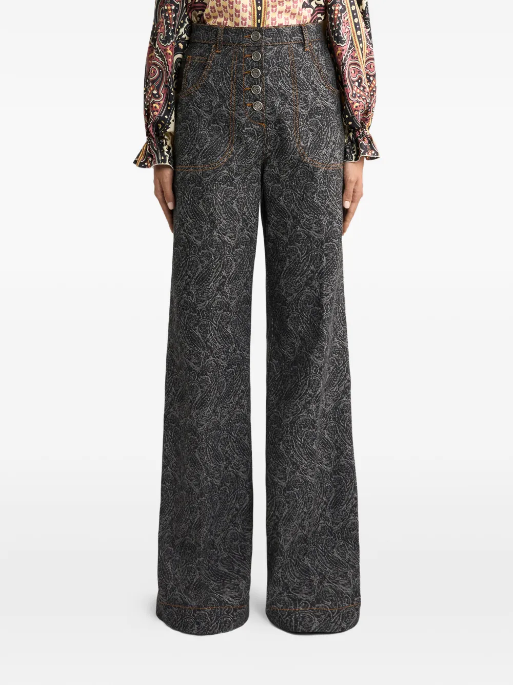 ETRO Flared jeans met paisley jacquard Grijs