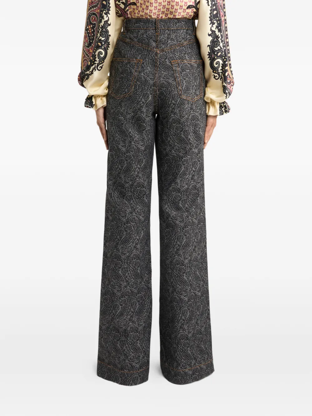 ETRO Flared jeans met paisley jacquard Grijs