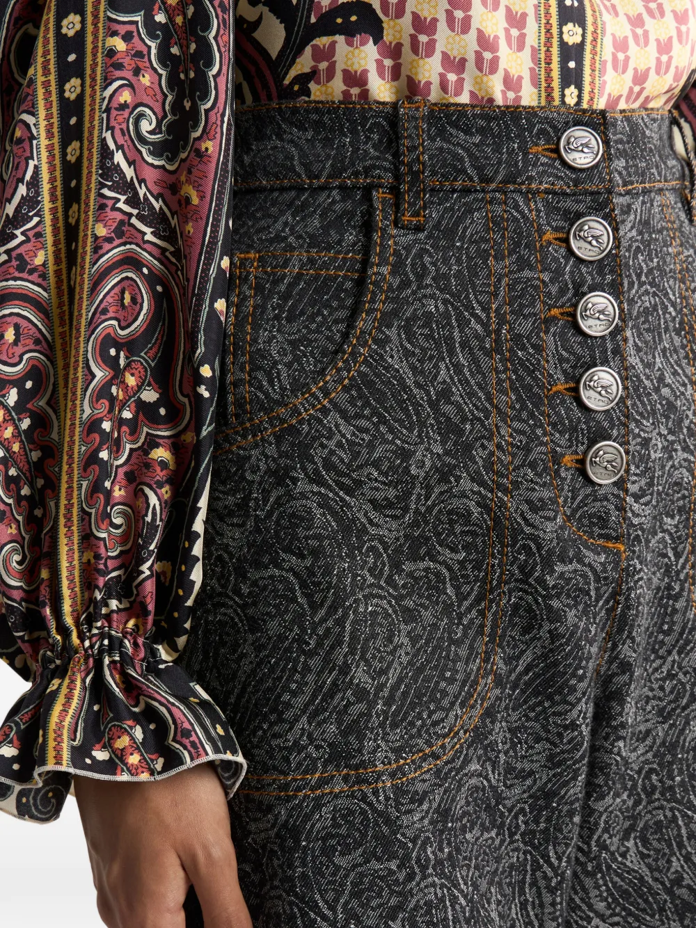ETRO Flared jeans met paisley jacquard Grijs