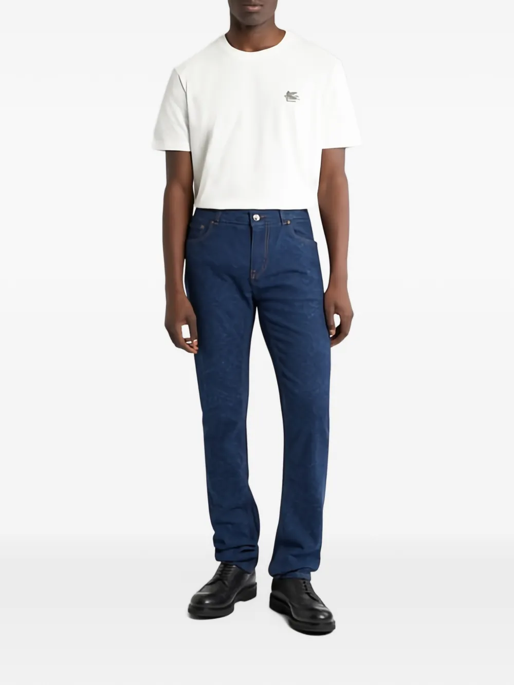 ETRO Jeans met bloemen jacquard en paisley Blauw
