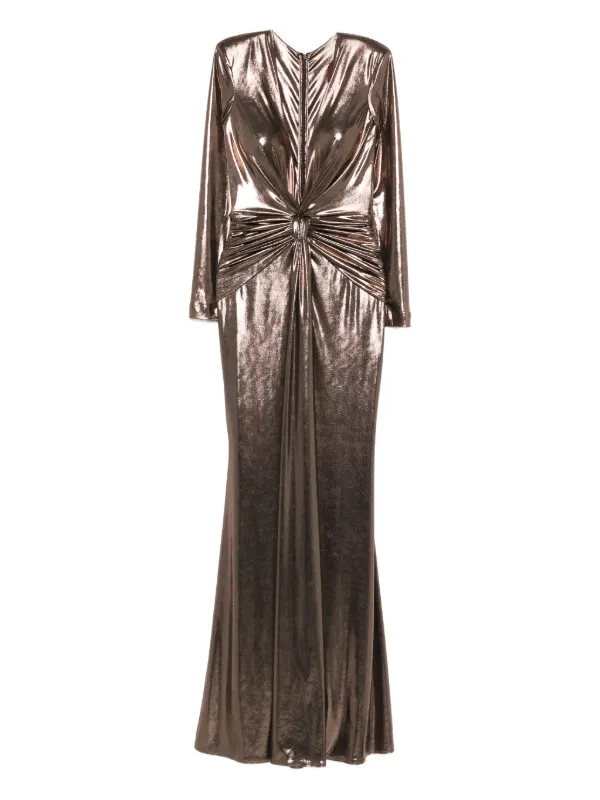 CRISTALLINI Liora Knot long-sleeve Maxi Dress | Brown | FARFETCH BH CRISTALLINI Liora Knot long-sleeve Maxi Dress | Brown | FARFETCH BH