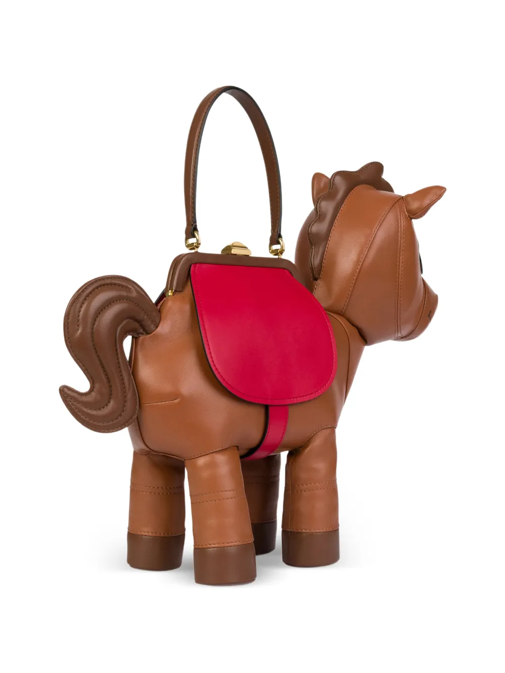 Moschino Paardenvormige lammy schoudertas Bruin