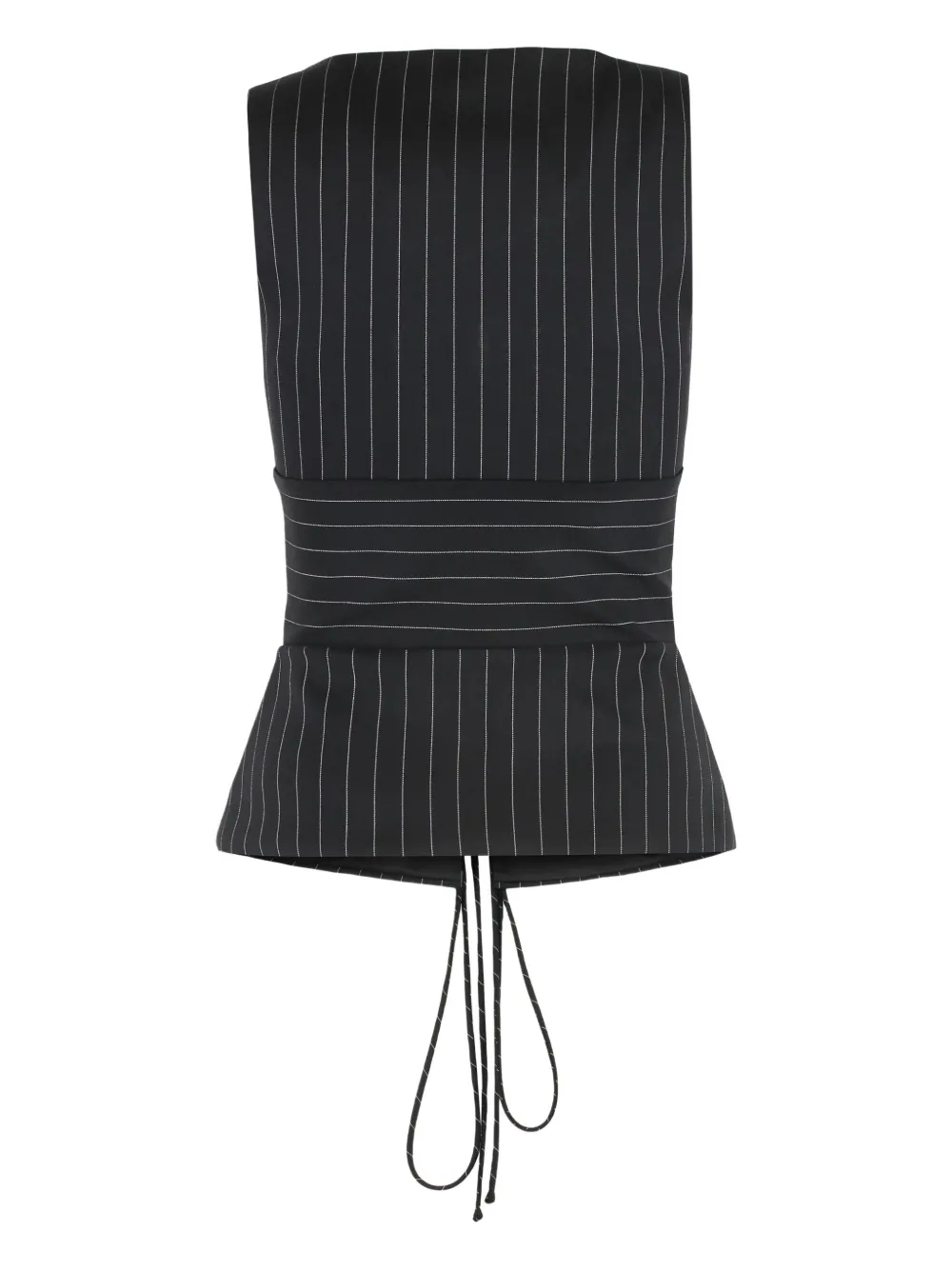 Les Filles D'eva Pinstripe Lace-up Top In Black