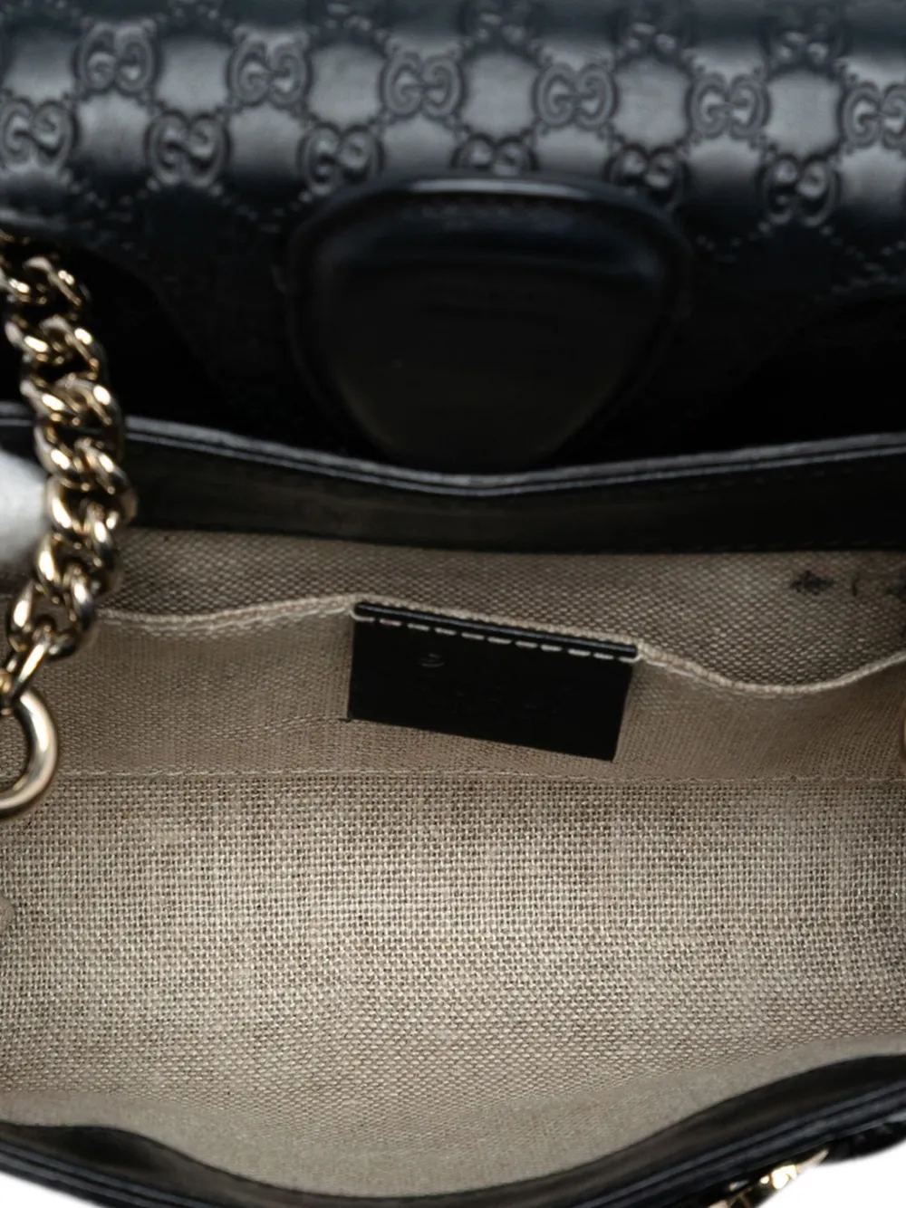 Pre-owned Gucci 2016-2025 Mini Microssima Emily Crossbody Bag In Black