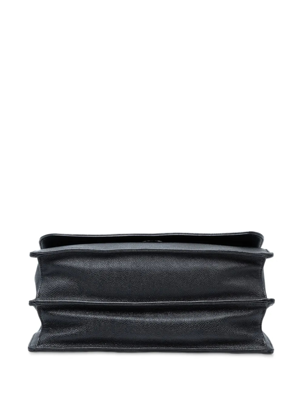 DIOR Pre-owned 2016 Large Grained Calfskin Ama Flap Satchel In Black