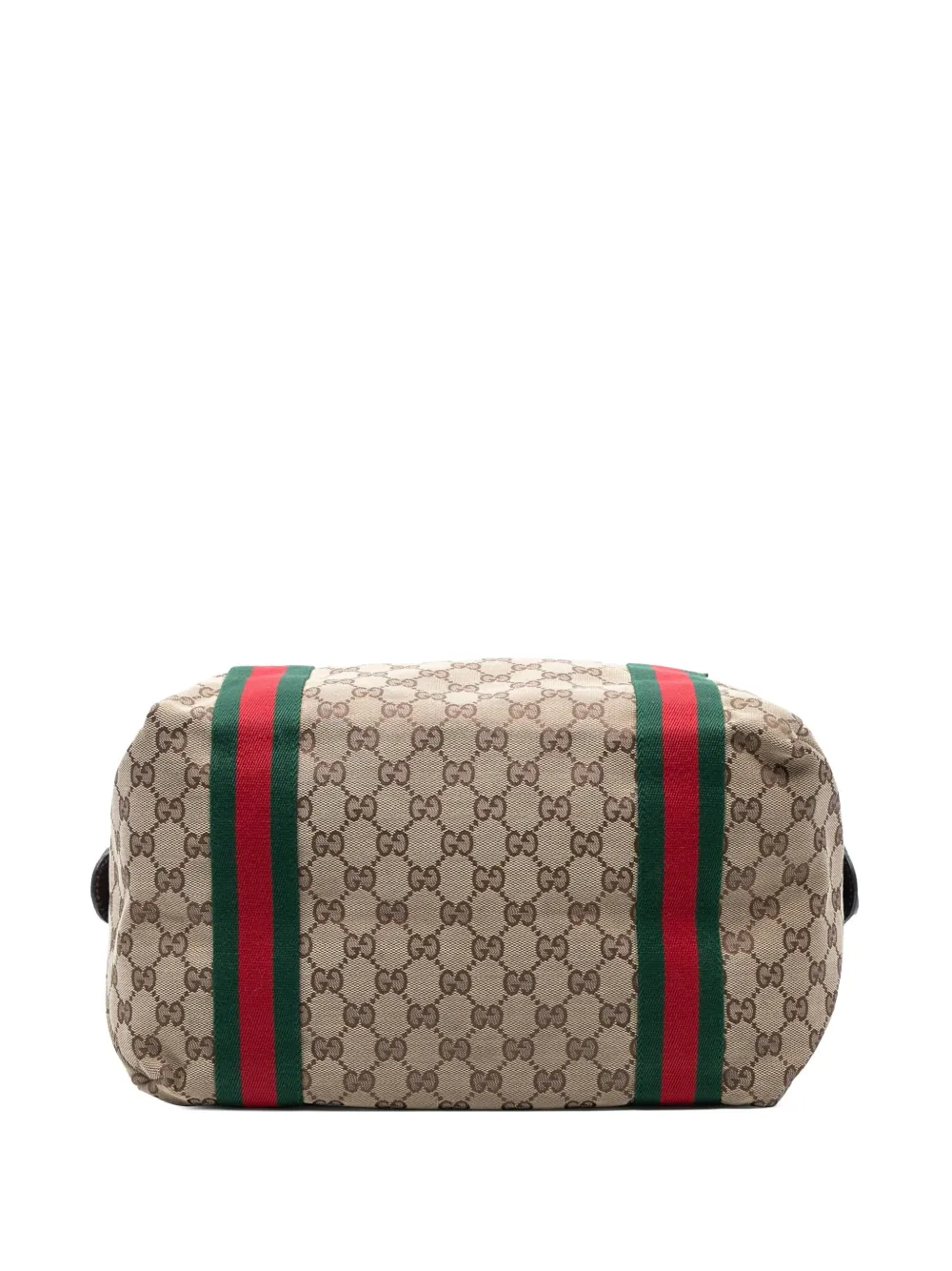 Pre-owned Gucci 2016-2025 Gg Canvas Web Duffle Bag Boston Bag In Brown