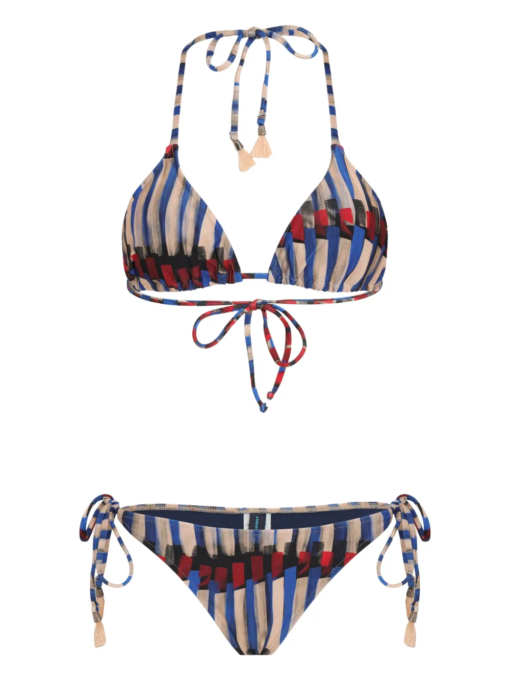 Lygia & Nanny Printed Tie Bikini Set In Blue