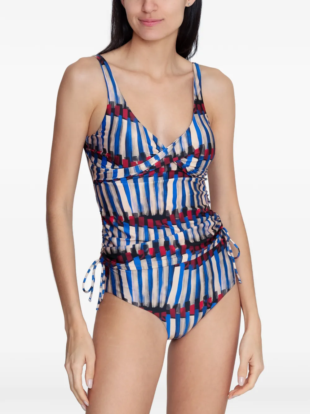 Lygia & Nanny Striped Tie Tankini Set In Multi