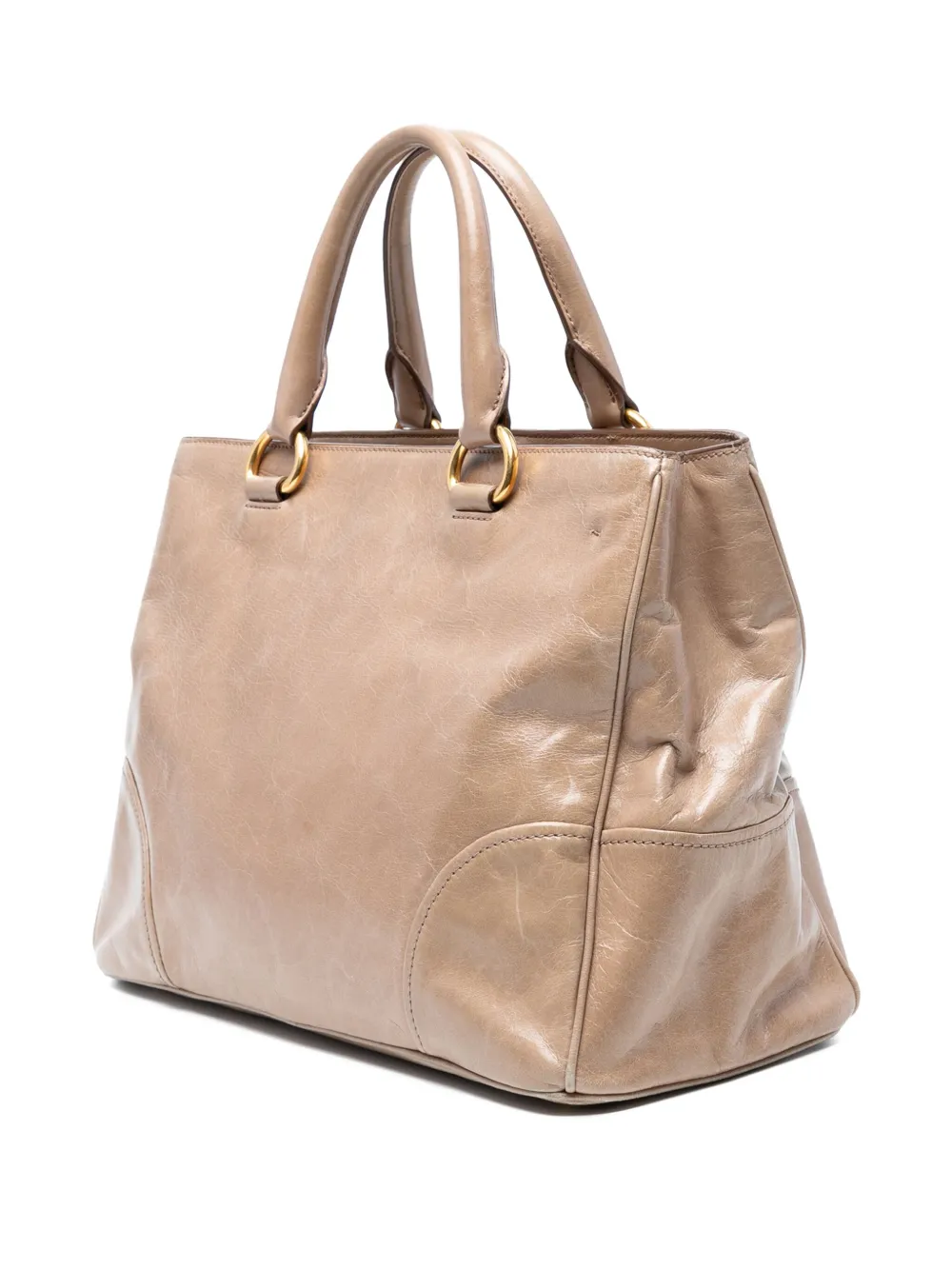 PRADA Pre-owned 2000-2025 Vitello Shine Open Convertible Tote Satchel In Brown