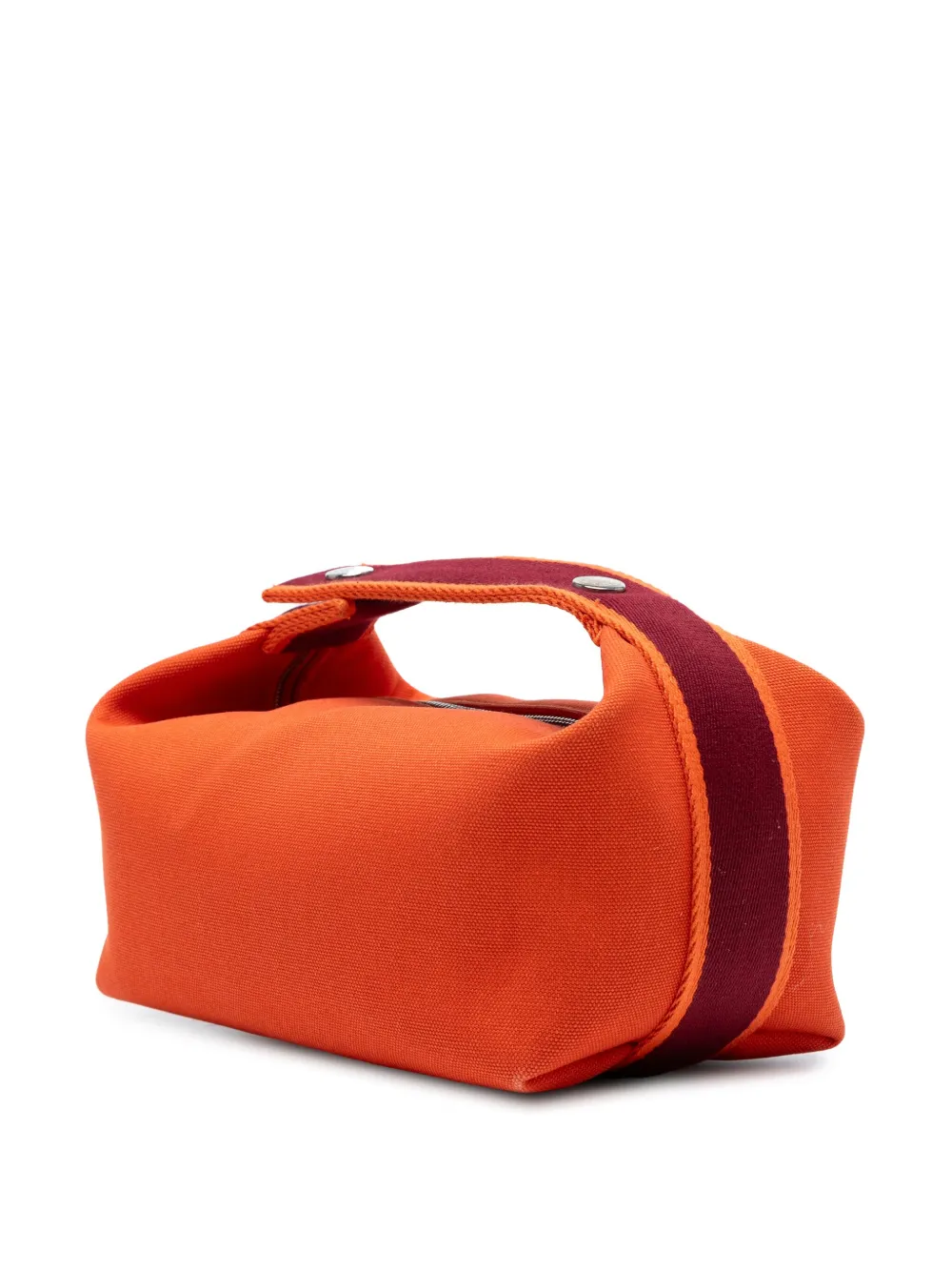 Pre-owned Hermes 2020-2025 Large Canvas Bride A Brac Case Vanity Bag In Red