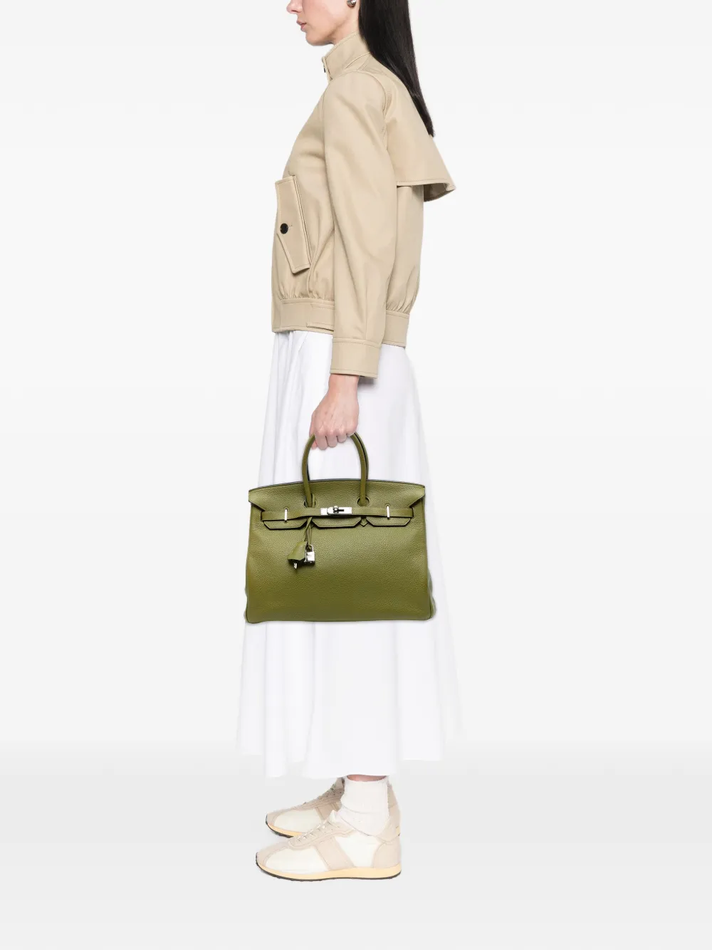 HERMES Pre-owned 2008 Togo Birkin Retourne 35 Handbag In Green