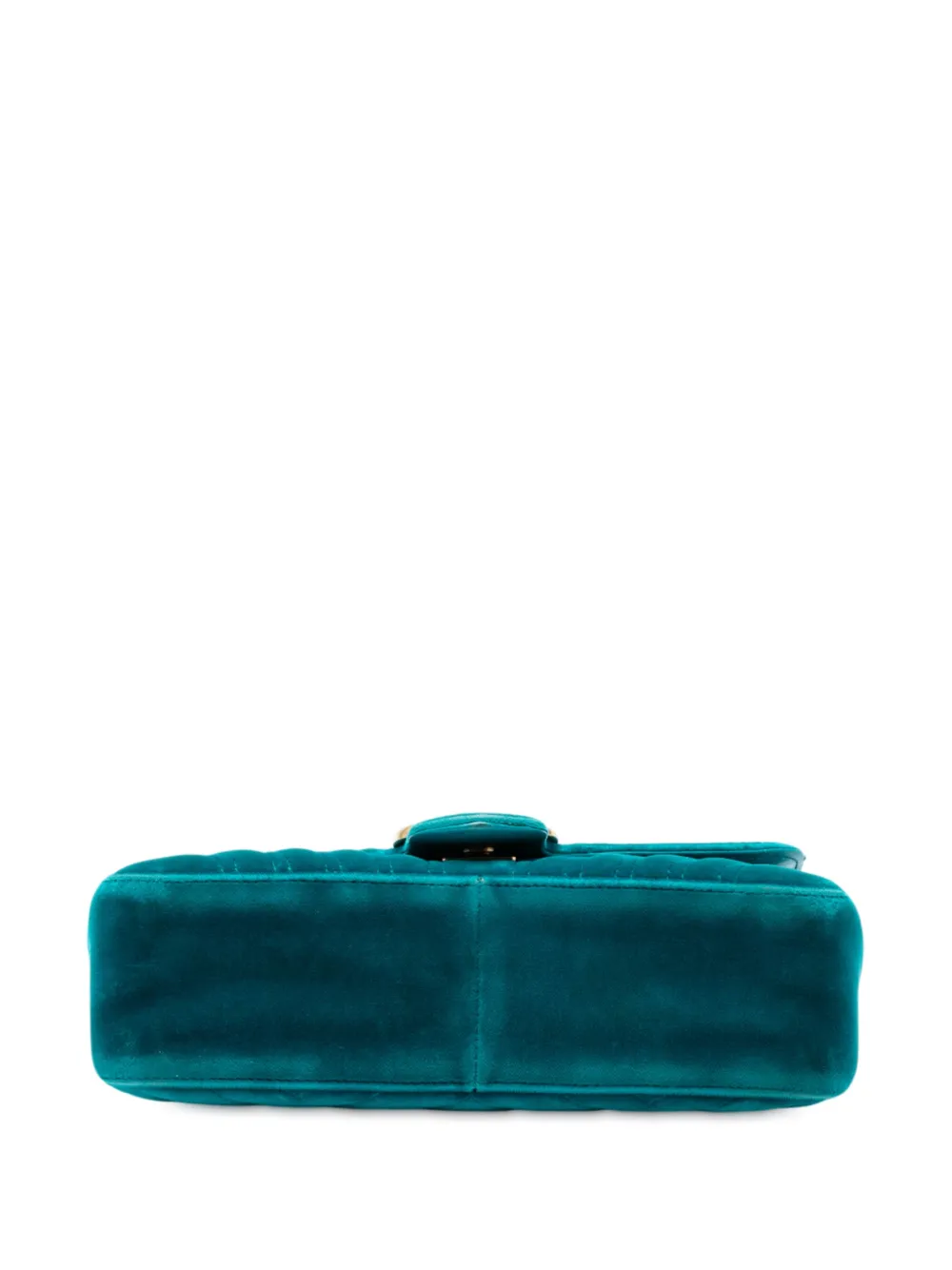 Pre-owned Gucci 2016-2025 Medium Gg Marmont Matelasse Velvet Shoulder Bag In Blue