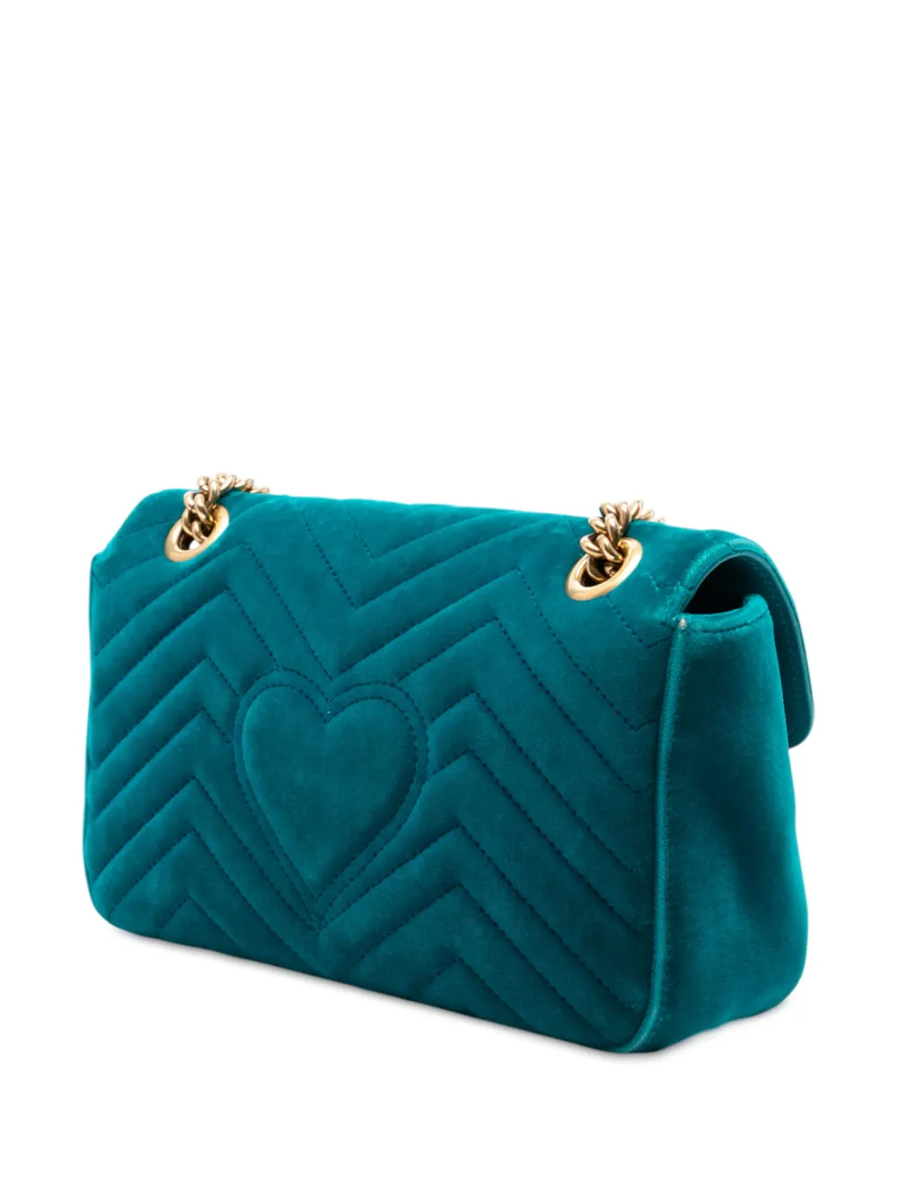 Pre-owned Gucci 2016-2025 Medium Gg Marmont Matelasse Velvet Shoulder Bag In Blue