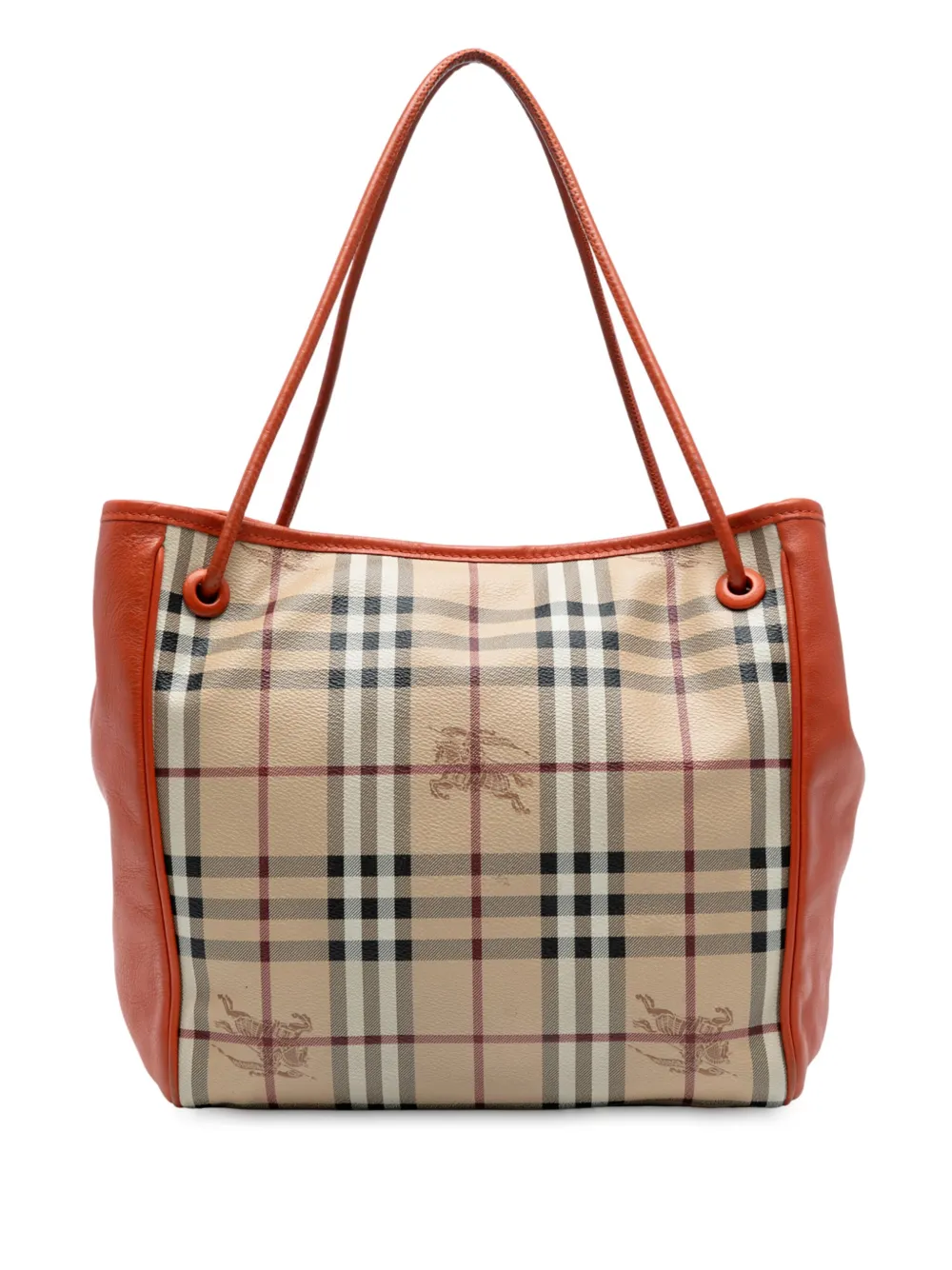 BURBERRY Pre-owned 2000-2017 Small Leather Trimmed Haymarket Check Coated Canvas Canterbury Tote Bag In Brown