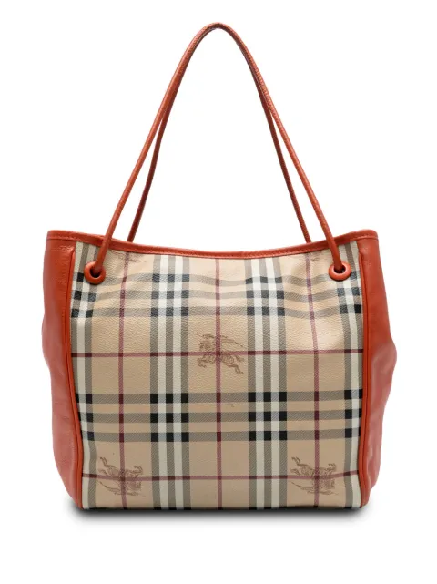 Burberry Pre-Owned tote Canterbury pequeña de lona revestida con cuadros Haymarket y ribete de piel 2000-2017