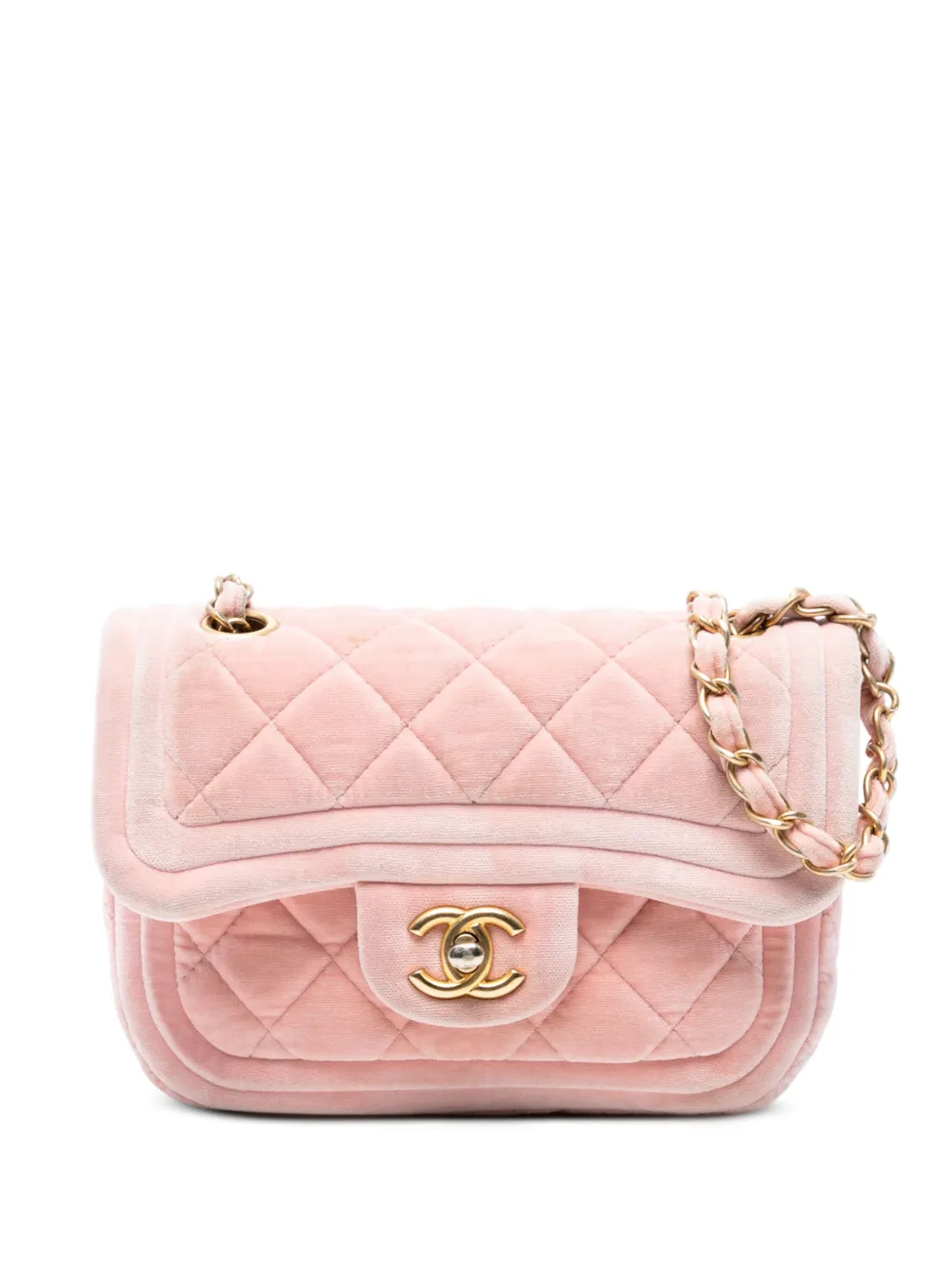 CHANEL Pre-Owned 2021-2025 Mini Quilted Velvet Double Frame Flap