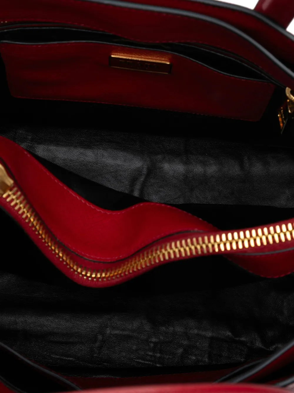 Pre-owned Prada 2010-2025 Saffiano Soft Triple Pocket Tote Satchel In Red