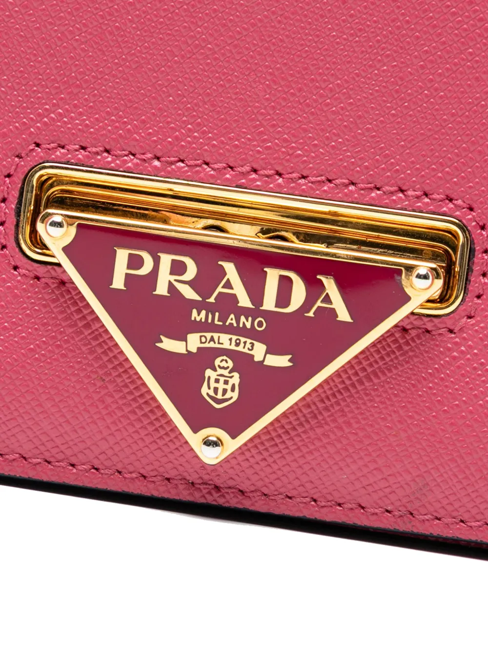 Pre-owned Prada 2010-2025 Saffiano Lux Flip Lock Wallet On Chain Crossbody Bag In Pink