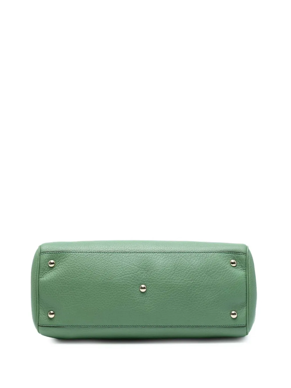 Pre-owned Gucci 2016-2025 Medium Calfskin Bamboo Shopper Satchel In Green