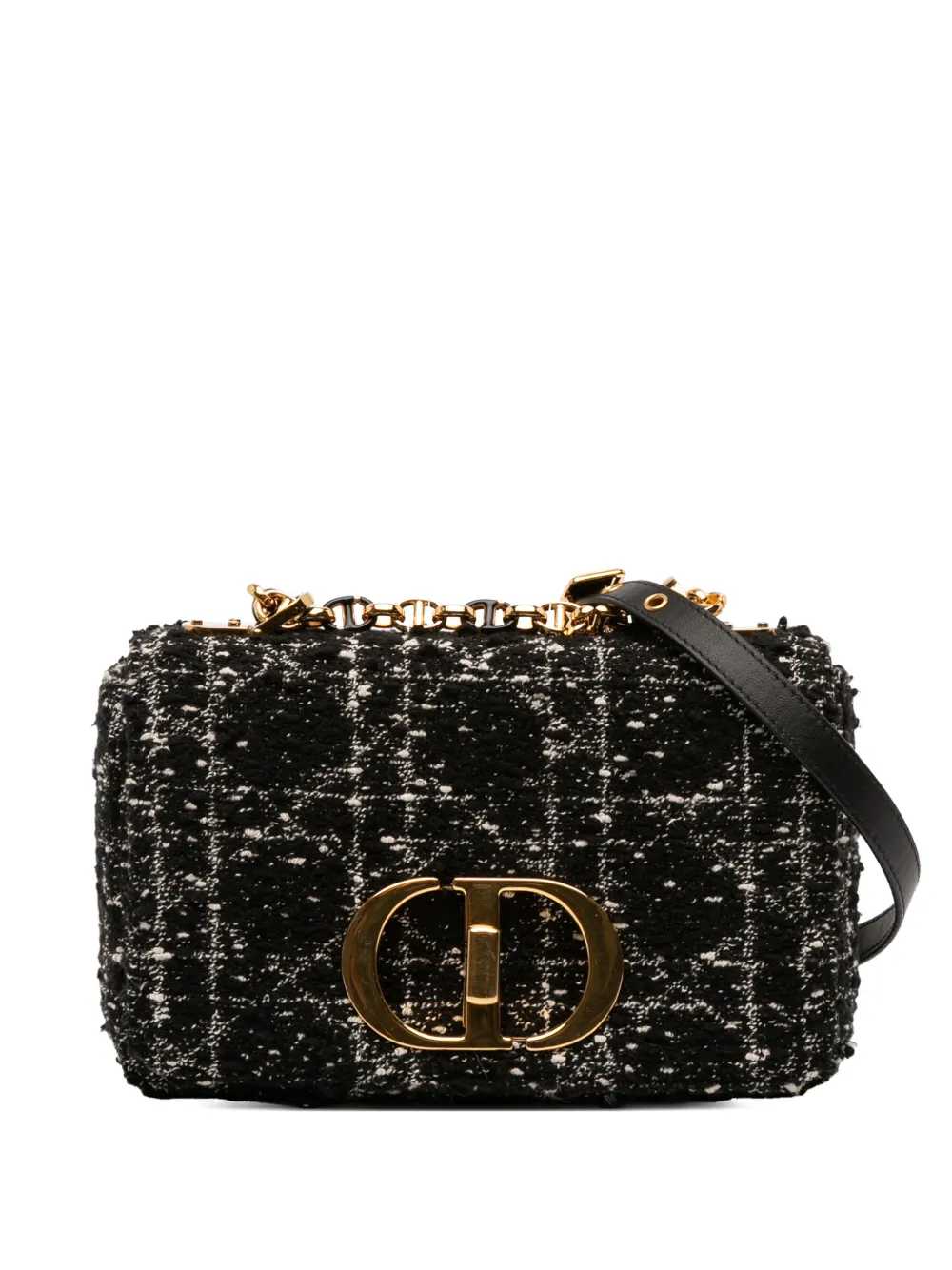 Christian Dior Pre-Owned 2023 スモール ツイード マクロカナージュ カロ ショルダーバッグ - ブラック Christian Dior Pre-Owned 2023 スモール ツイード マクロカナージュ カロ ショルダーバッグ - ブラック