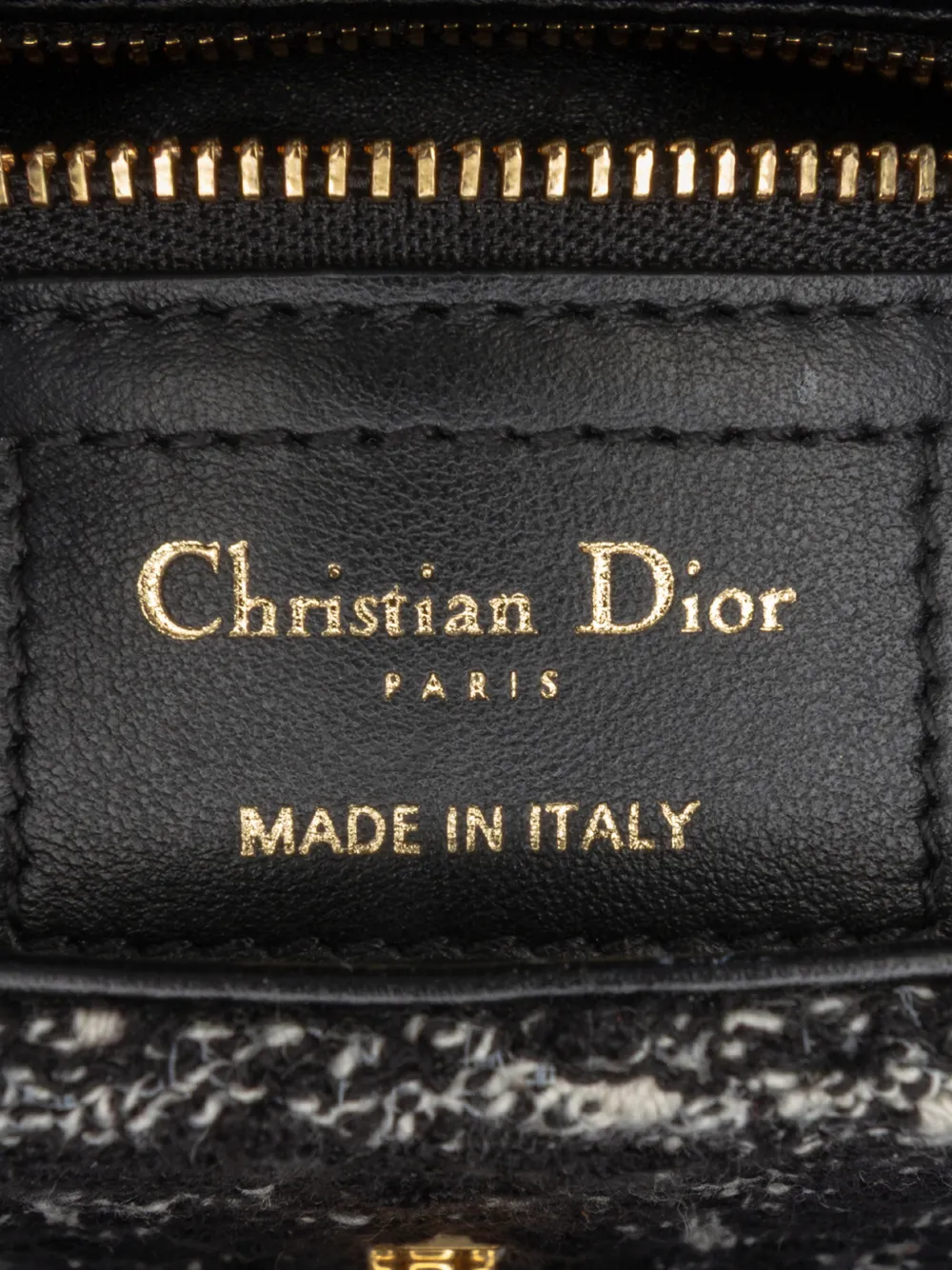 DIOR Pre-owned 2023 Small Tweed Macrocannage Caro Bag Crossbody Bag In Black