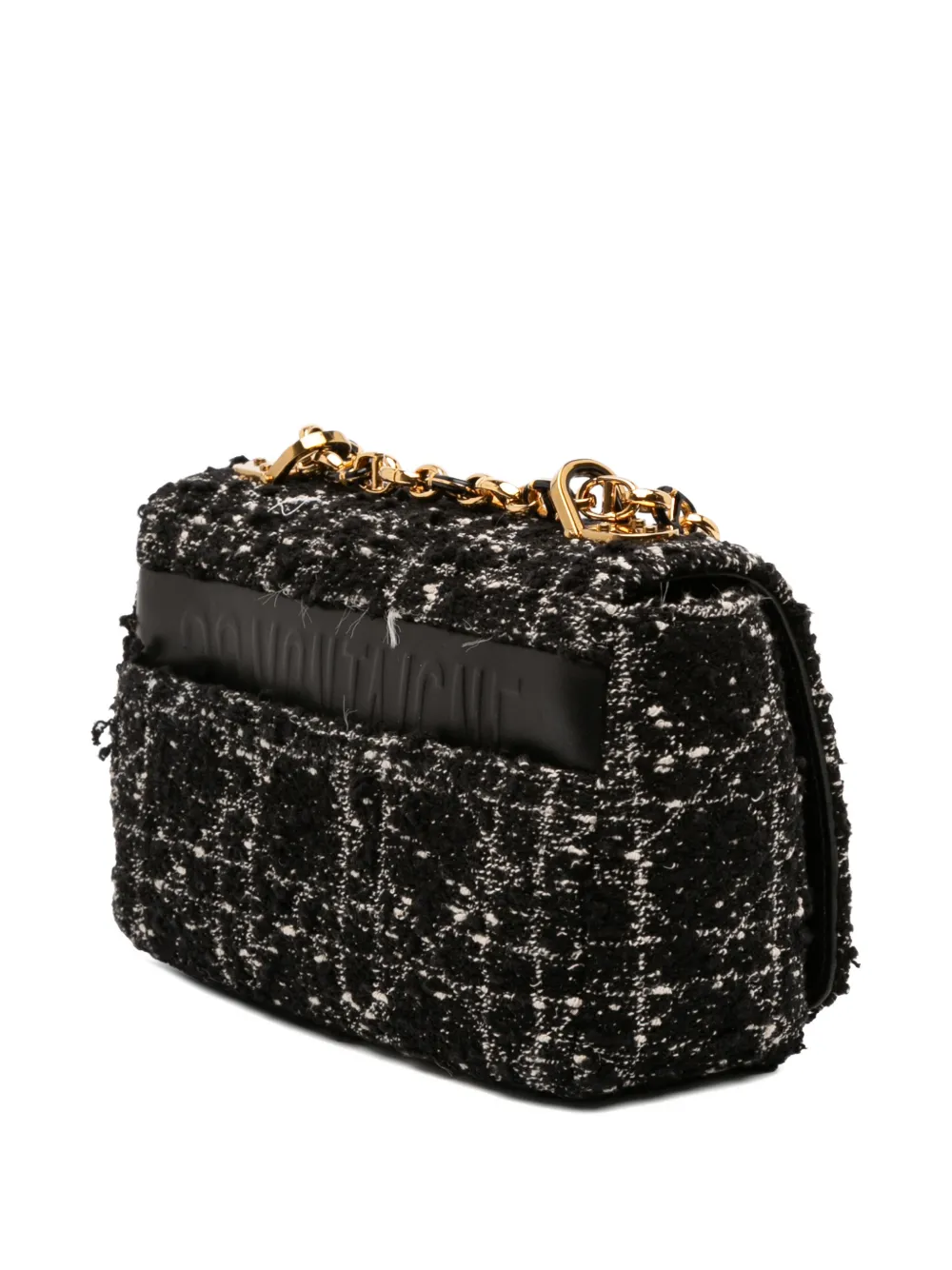 DIOR Pre-owned 2023 Small Tweed Macrocannage Caro Bag Crossbody Bag In Black