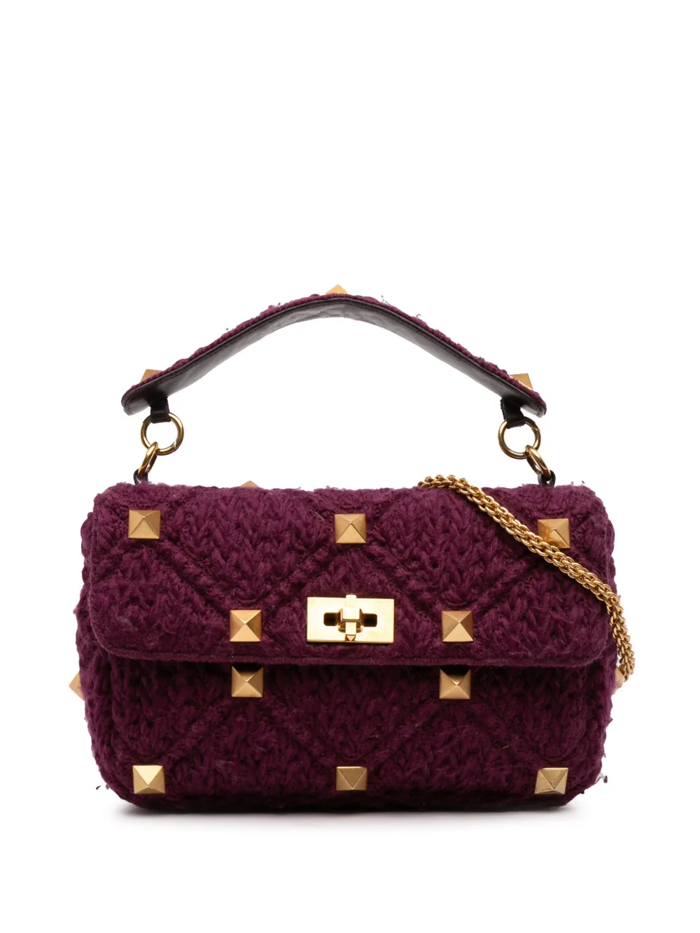 Valentino Garavani Pre-Owned 2018-2025 Large Knit Roman Stud satchel -