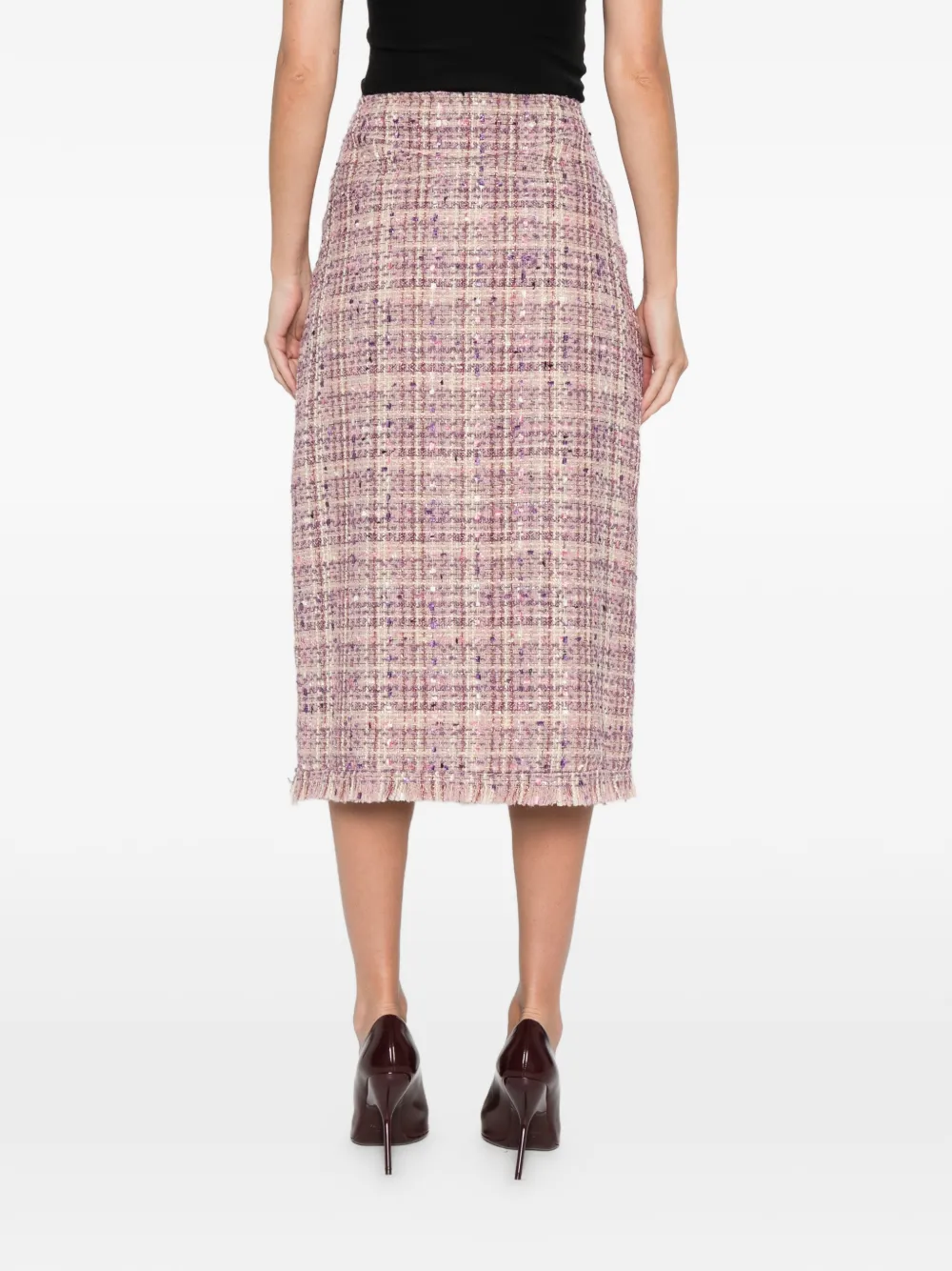 Miau By Clara Rotescu Sandi Frayed Slit Midi Skirt In Pink