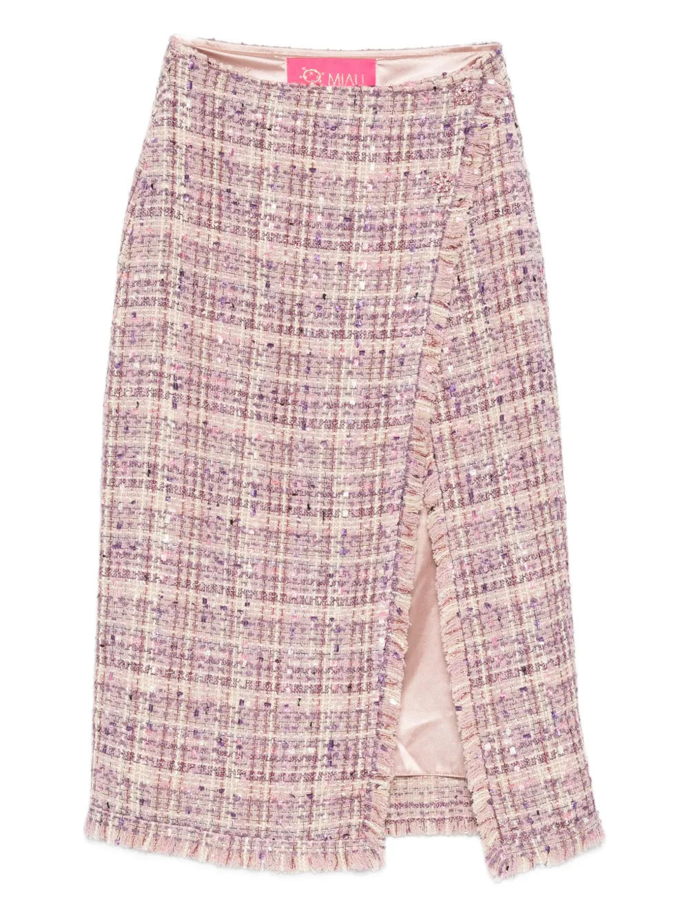Miau By Clara Rotescu Sandi Frayed Slit Midi Skirt In Pink
