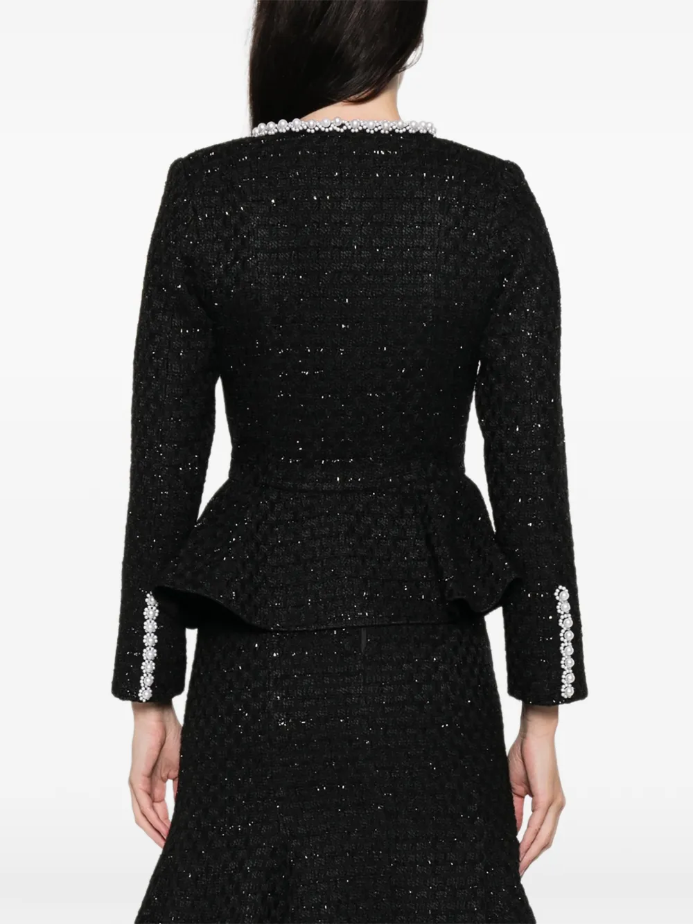 Miau By Clara Rotescu Maverik Embellished Peplum Jacket In Blue