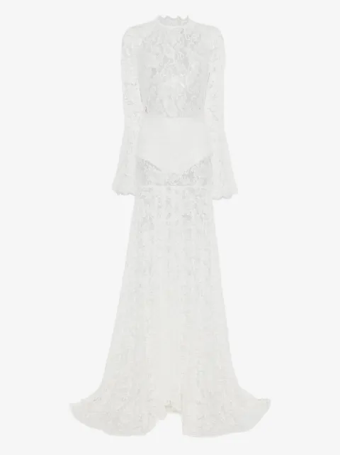 MIAU by Clara Rotescu lace flared maxi dress
