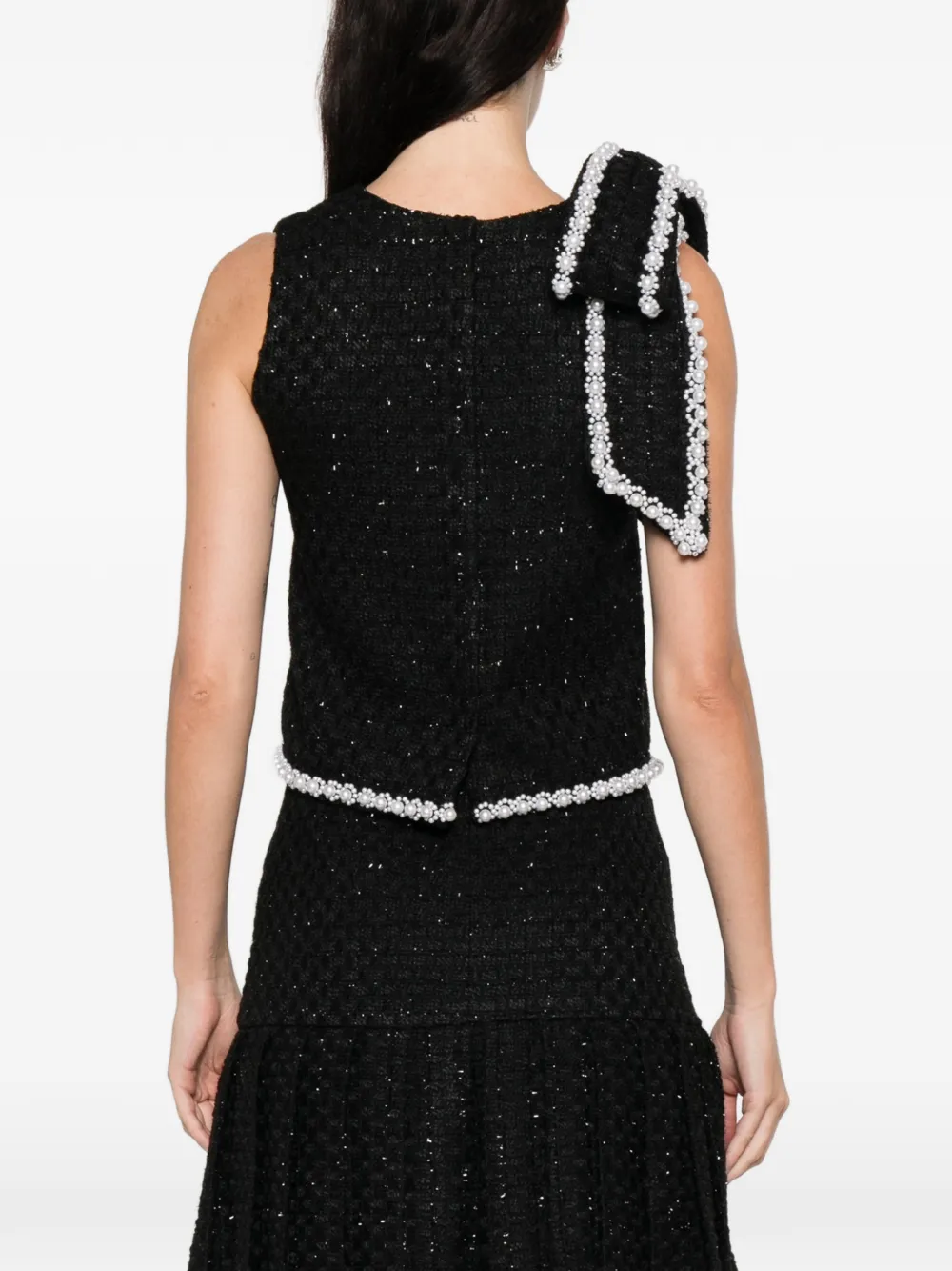 Miau By Clara Rotescu Koda Bow-embellished Top In Black
