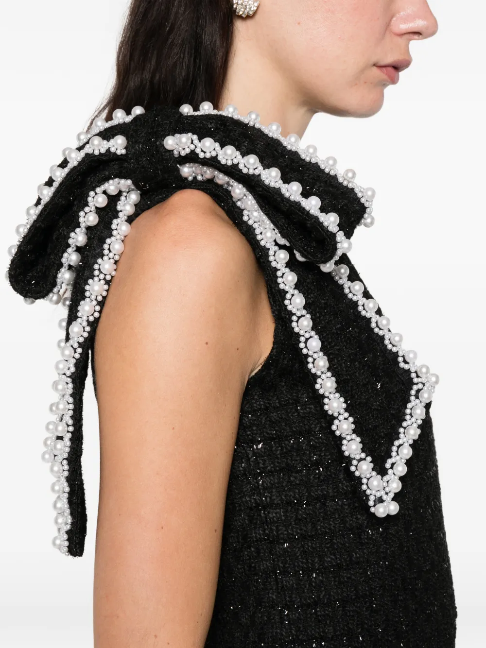 Miau By Clara Rotescu Koda Bow-embellished Top In Black