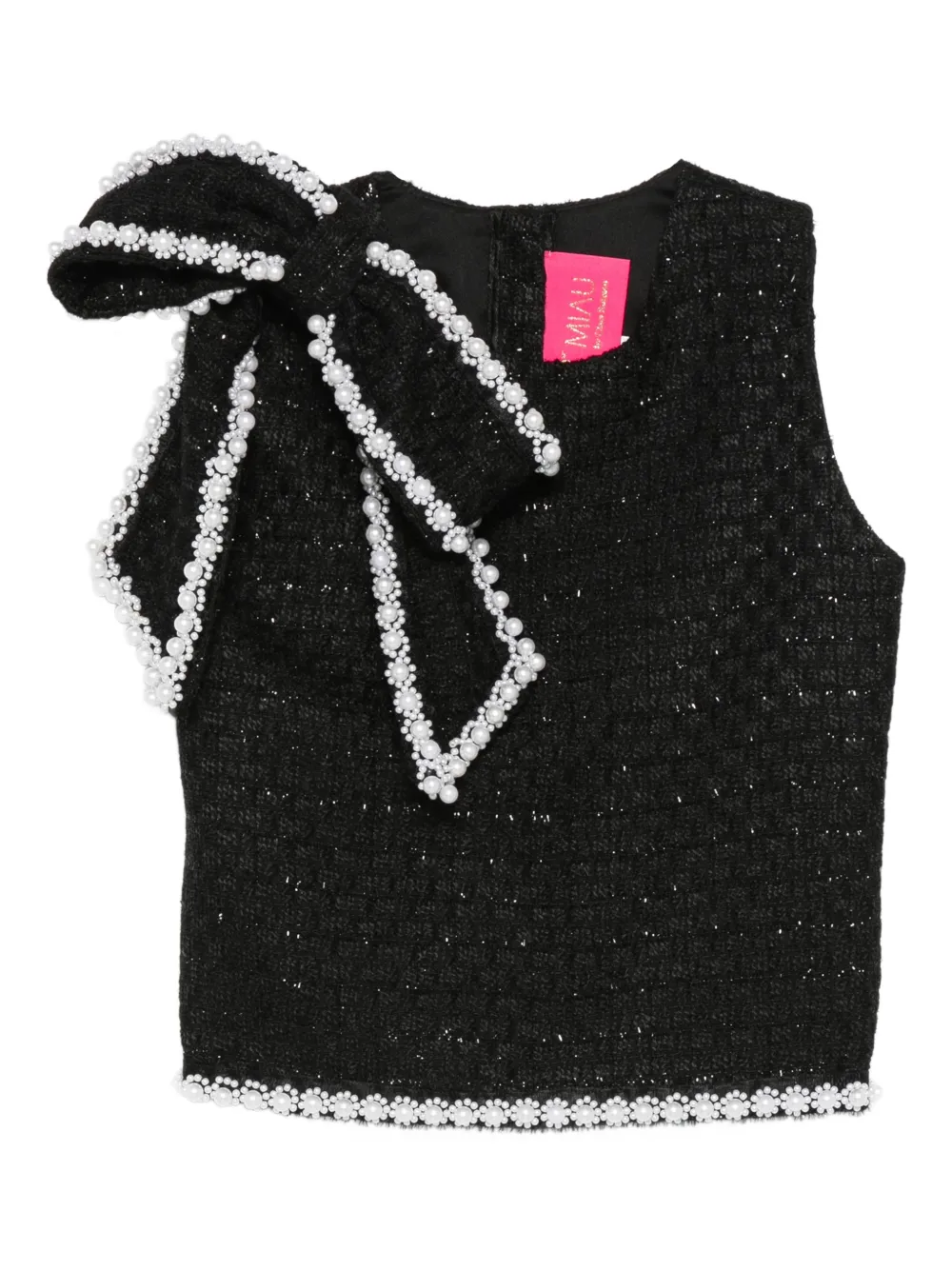 Miau By Clara Rotescu Koda Bow-embellished Top In Black